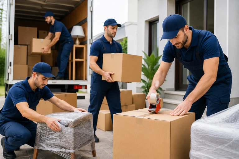 Mover packer team working